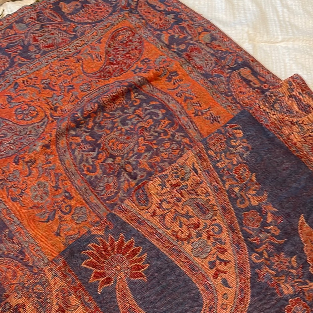 Orange and blue pashmina
